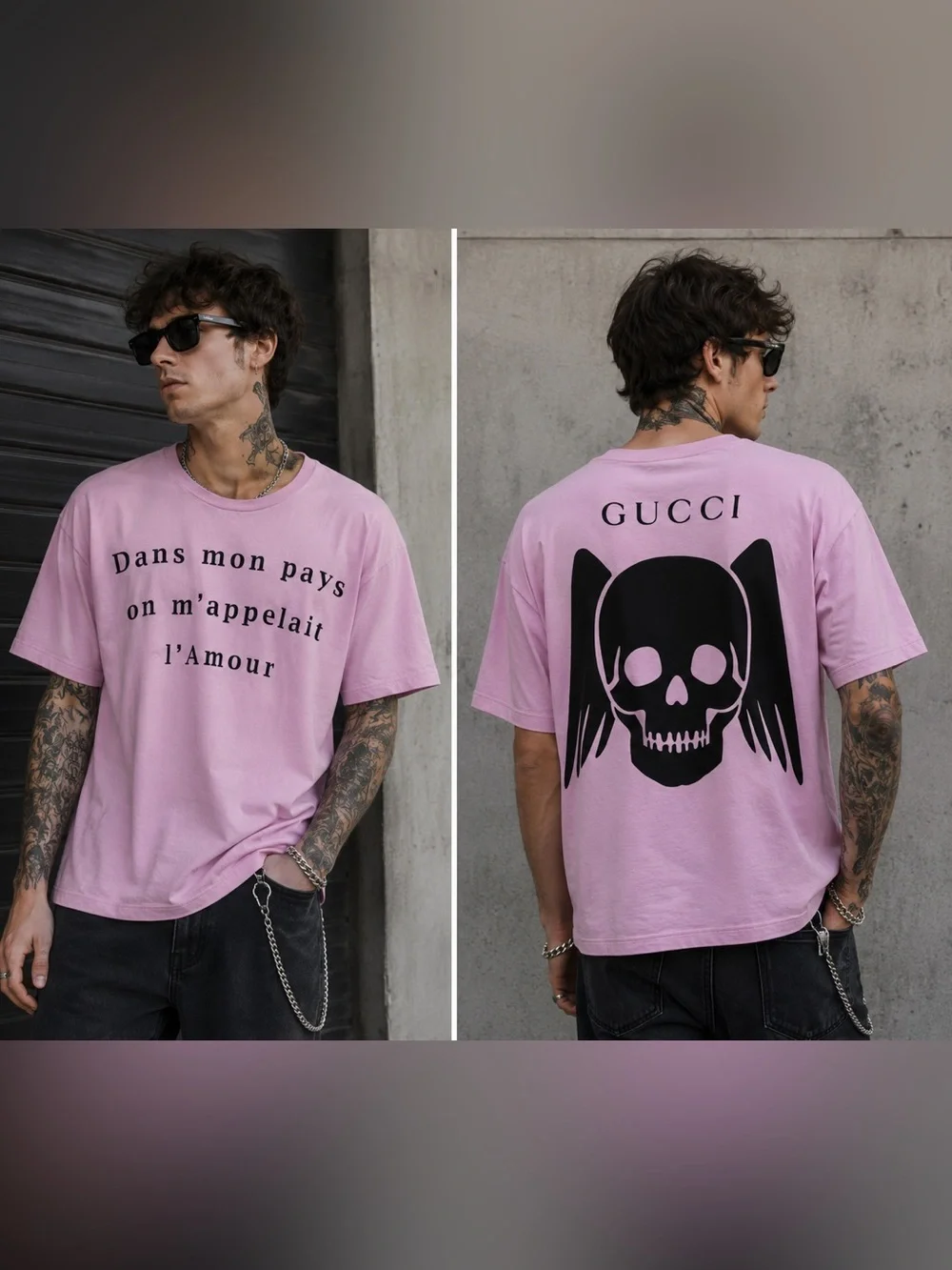Gucci Pink Graphic T-Shirt Oversized Logo Skull Print Cotton Tee Made in Italy